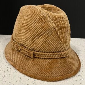 Vintage 70s BILTMORE Corduroy Banded Brown Tan Fedora Hat Size 7 1/4 Exc cond